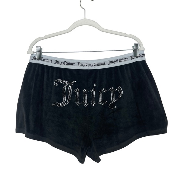 Juicy Couture Other - Juicy‎ Couture Size XL Sleep Shorts Black Velour Rhinestone Logo Y2K Loungewear